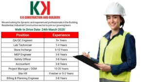 KK Construction and Builders Walk-In Interview