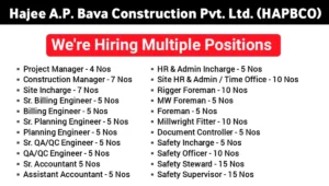 Hajee A.P. Bava Construction Pvt Ltd Hiring