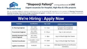 Shapoorji Pallonji Urgent Vacancies