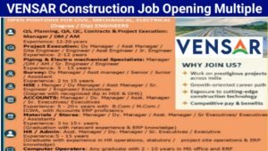 VENSAR Construction Job Vacancy 2025