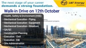 L&T Energy Onshore Walk-In Drive at Vadodara