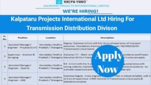 Kalpataru Projects Job Opportunity