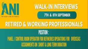 Walk-In Interviews for Panel/Control Room Operators - September 7th & 8th.