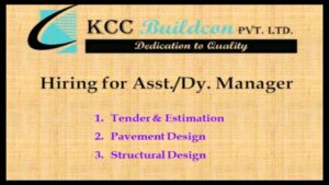 Career Opportunities: Asst./Dy. Manager Positions at KCC Buildcon Pvt. Ltd.