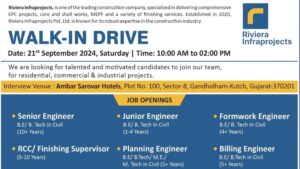 Walk-In Drive for Riviera Infraprojects Pvt. Ltd. – Multiple Vacancies Available!