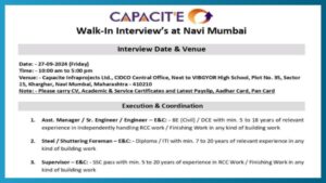 Title: Walk-In Interviews at Capacite Infraprojects Ltd. - Join Our Team!