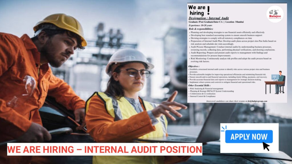 We Are Hiring – Internal Audit Position