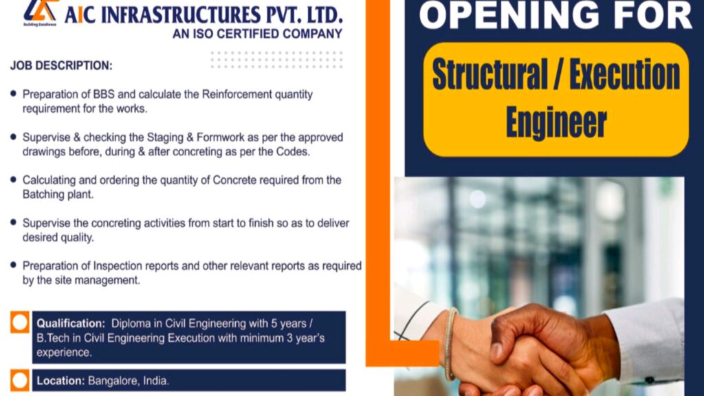 AIC Infrastructures Pvt. Ltd. – Now Hiring Structural/Execution Engineer