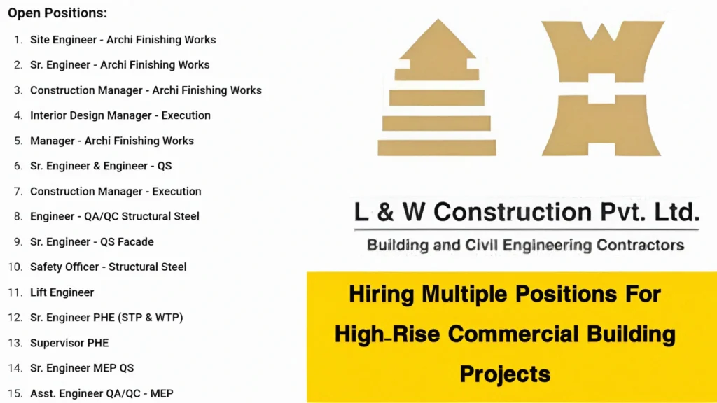 L&W Construction Pvt Ltd Hiring