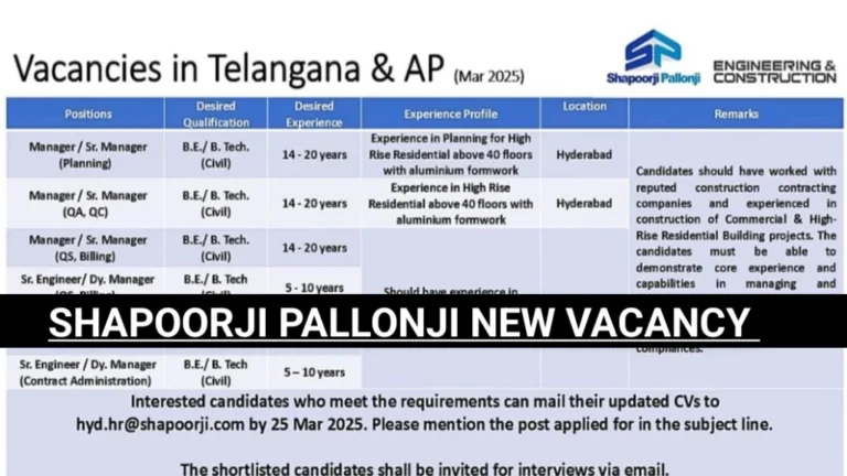 Shapoorji Pallonji Engineering & Construction Hiring