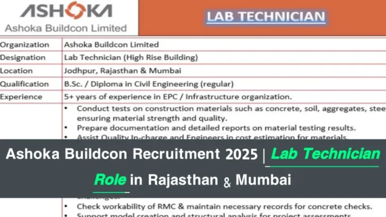 Ashoka Buildcon Recruitment 2025