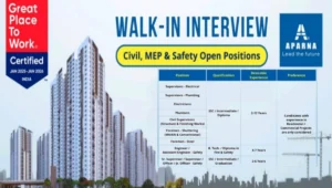 Aparna Constructions Walk-In Interview