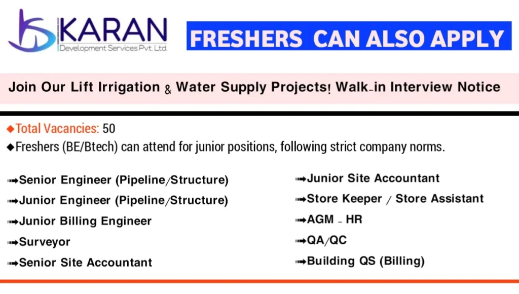 Karan Development Services Pvt Ltd Walk-In Interview