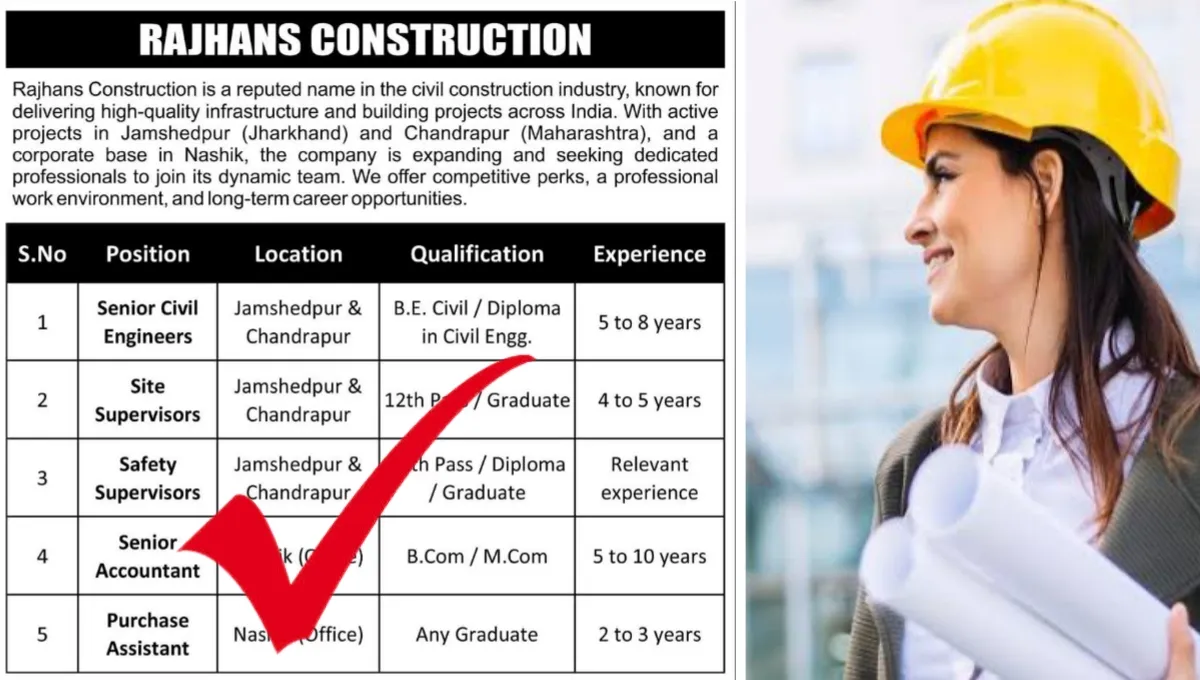 Rajhans Construction Urgent Hiring