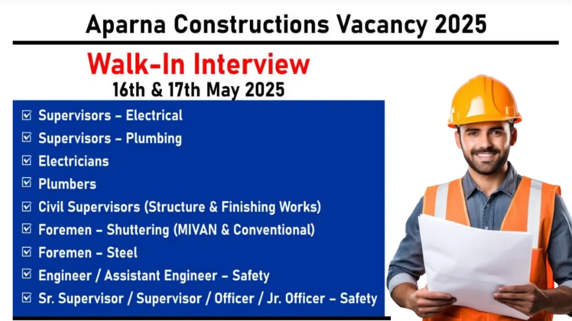 Aparna Constructions Walk-In Interview