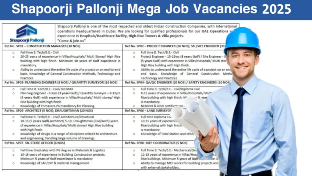 Shapoorji Pallonji Mega Job Vacancies 2025