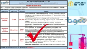Brij Gopal Construction Pvt Ltd Urgent Requirement