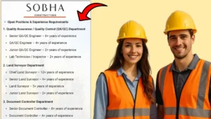 Sobha Constructions Hiring 2025