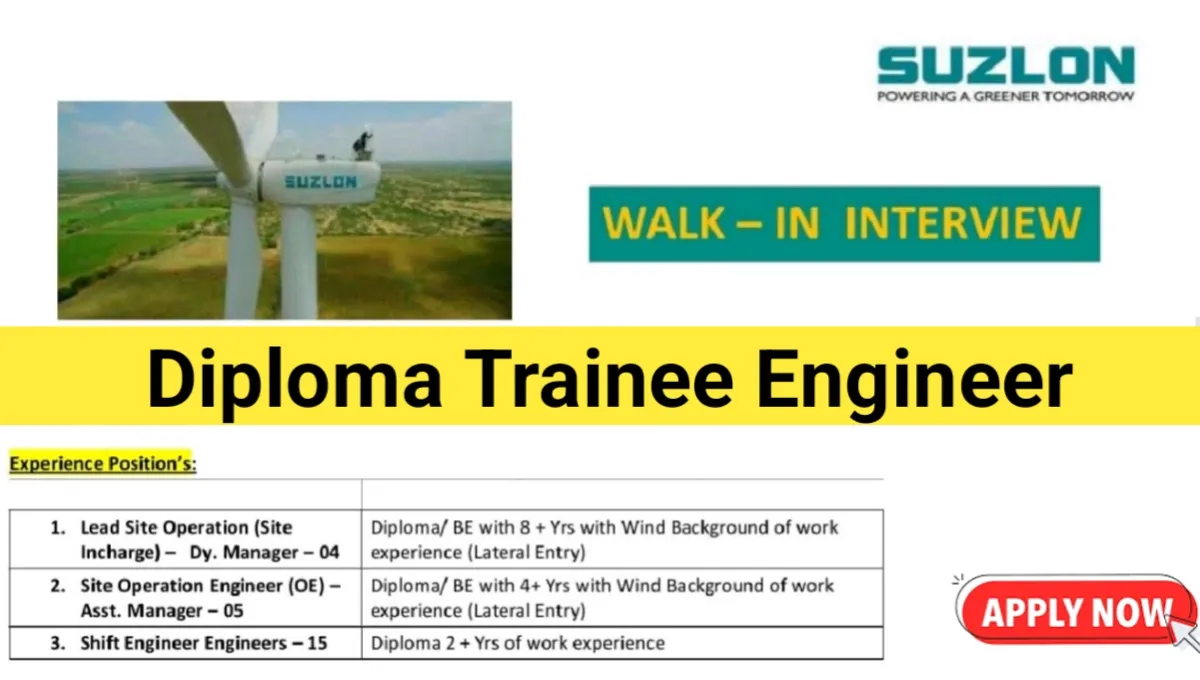Suzlon Energy Walk-in Interview 2025