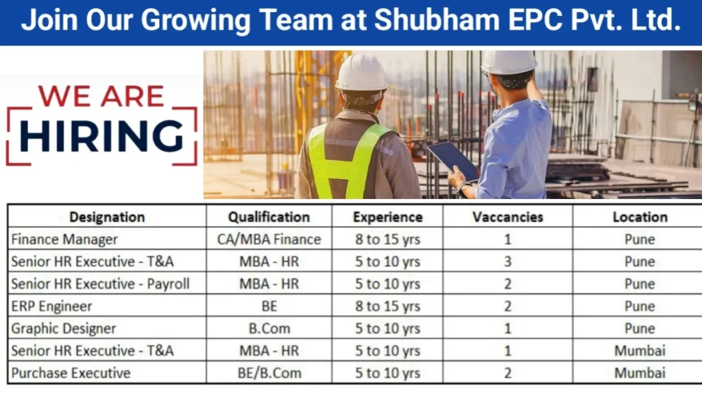 Shubham EPC Recruitment Drive 2025