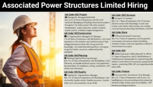 Associated Power Structures Ltd (APSL) PAN India Hiring