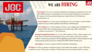 JGC India EPC Pvt Ltd Vacancy