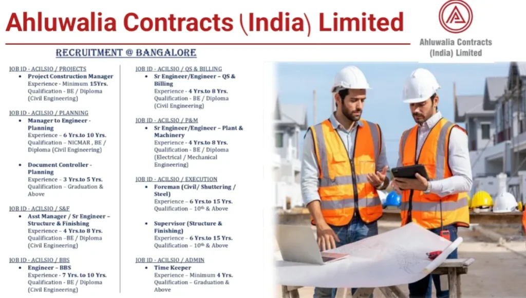 Ahluwalia Contracts India Ltd Vacancy