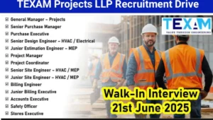 TEXAM Projects LLP Walk-In Interview 2025
