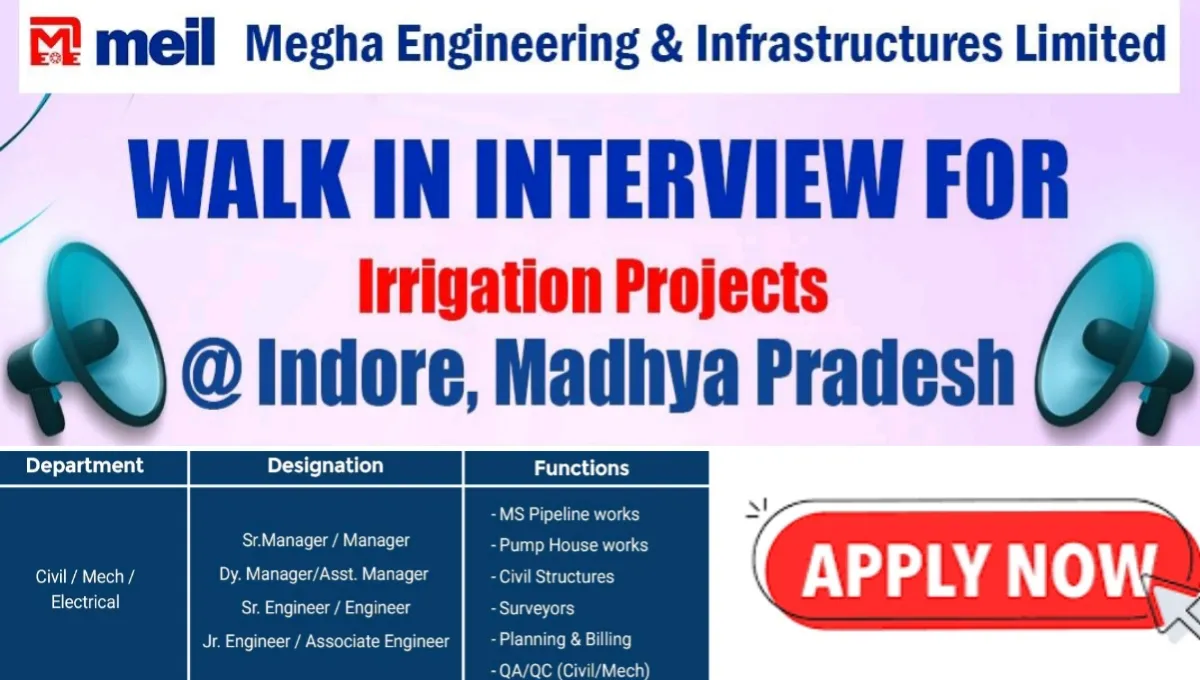 MEIL Job Vacancy for Irrigation Projects