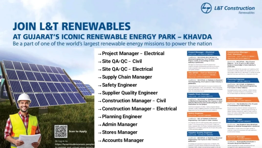L&T Construction Careers in Solar EPC Project