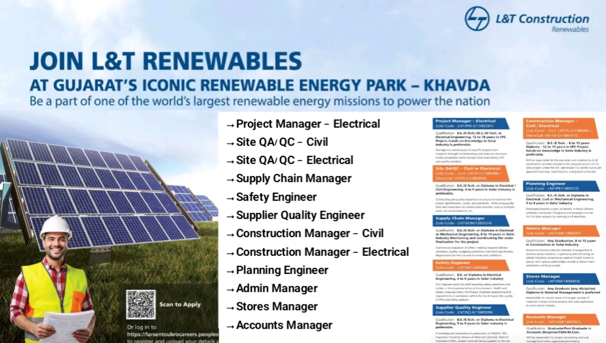 L&T Construction Careers in Solar EPC Project