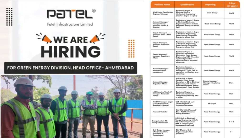 Patel Infrastructure Hiring 2025