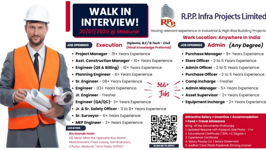 R.P.P Infra Projects Ltd Walk-In Interview