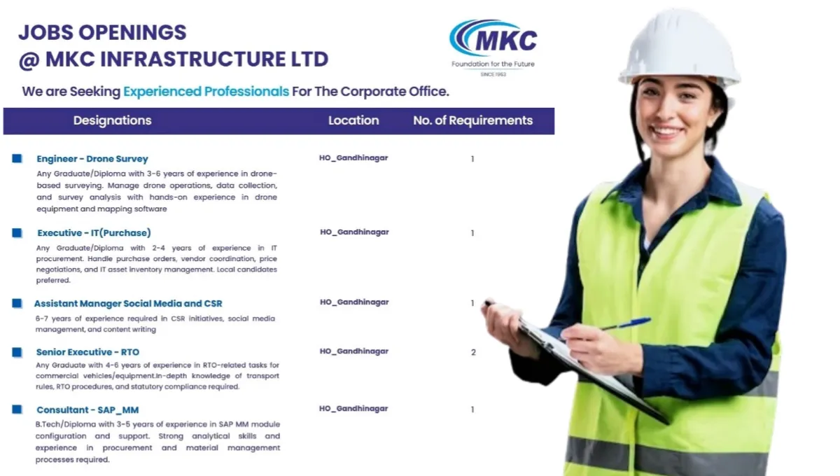 Jobs Openings at MKC Infrastructure Ltd