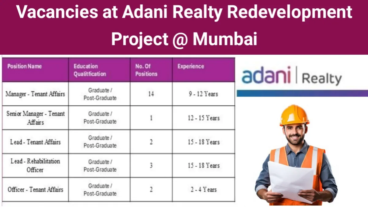 Vacancies at Adani Realty