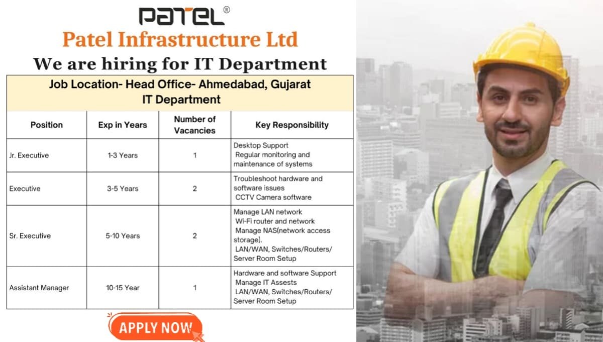 Patel Infrastructure Ltd We're Hiring