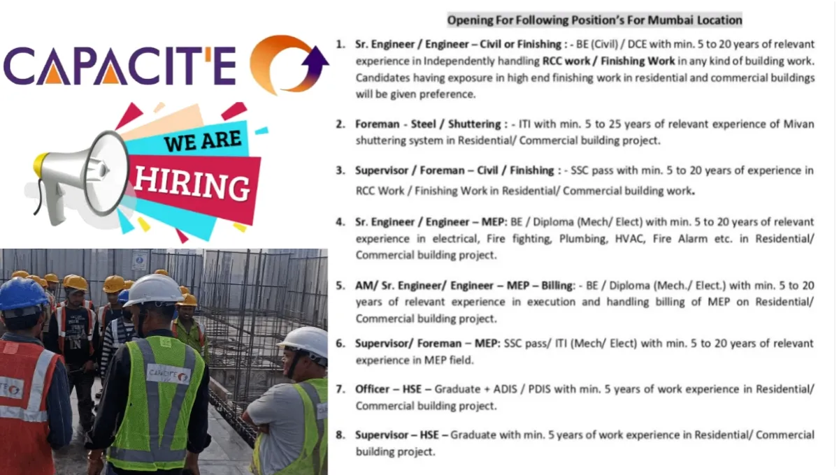 Mega Walk-In Interview at Capacite Infraprojects Ltd