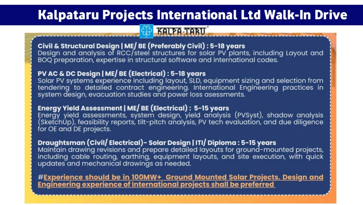 Kalpataru Projects Walk-In Drive at Noida