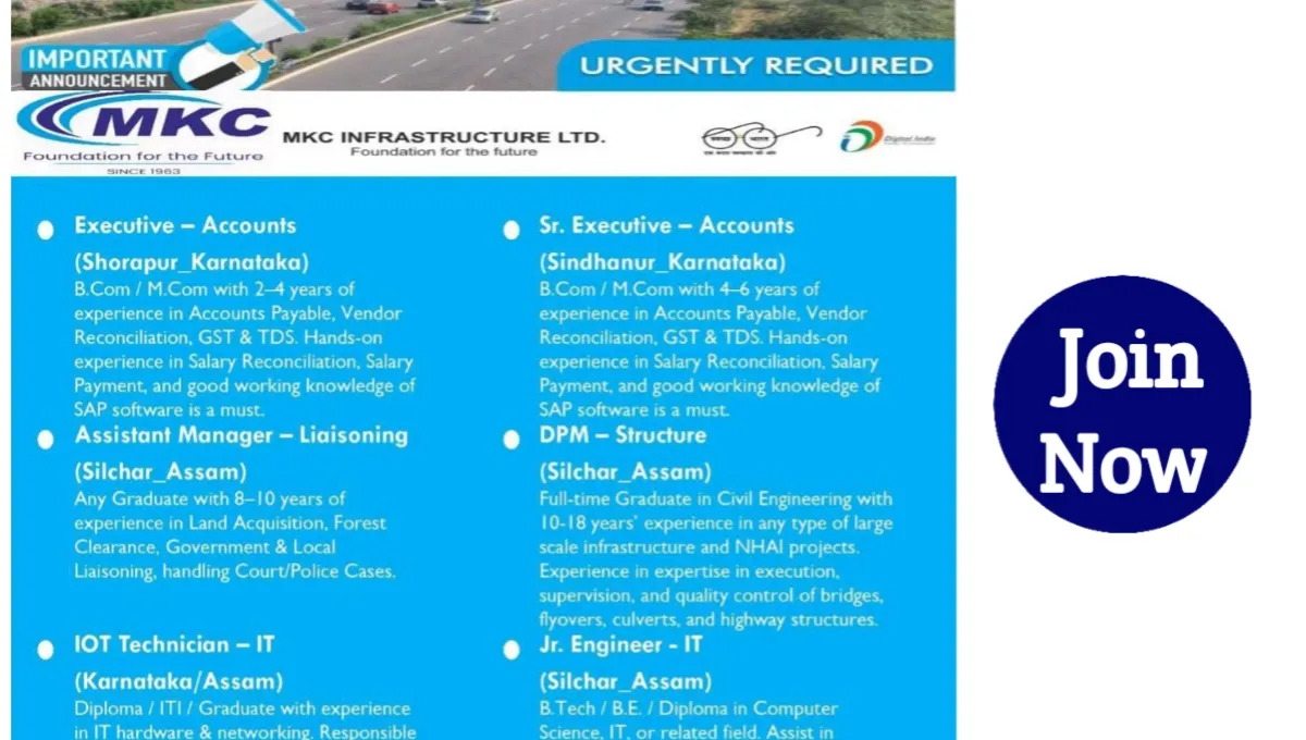MKC Infrastructure Ltd Urgent Required