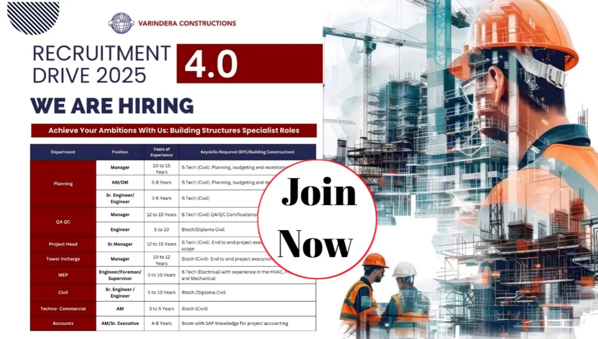 Varindera Constructions Recruitment Drive 2025
