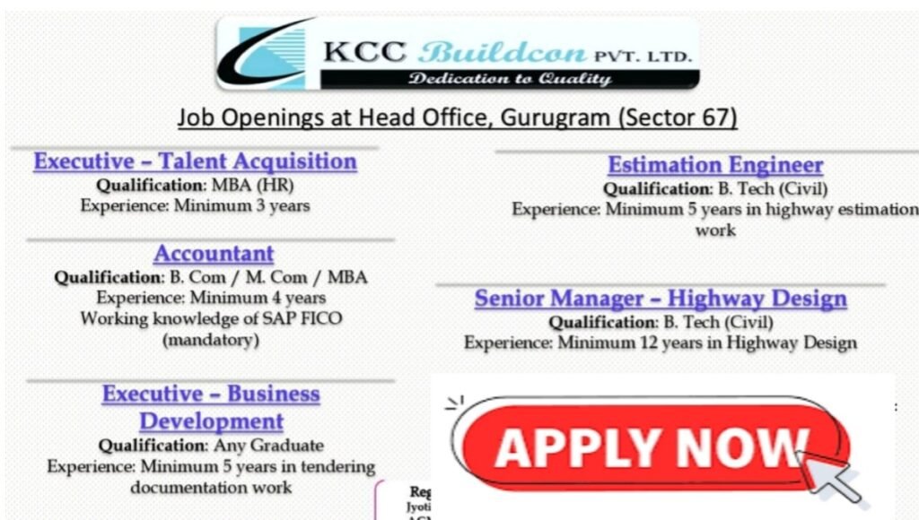 KCC Buildcon Recruitment Drive