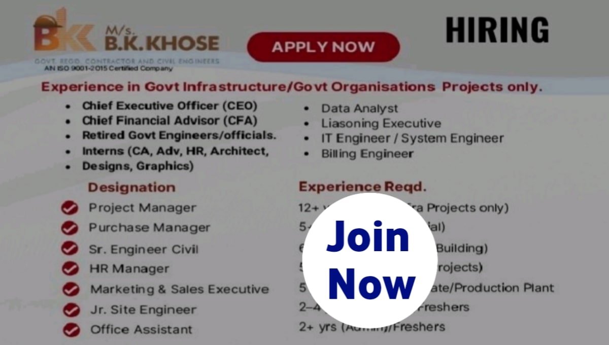 B K Khose Infrastructure Pvt Ltd Vacancy