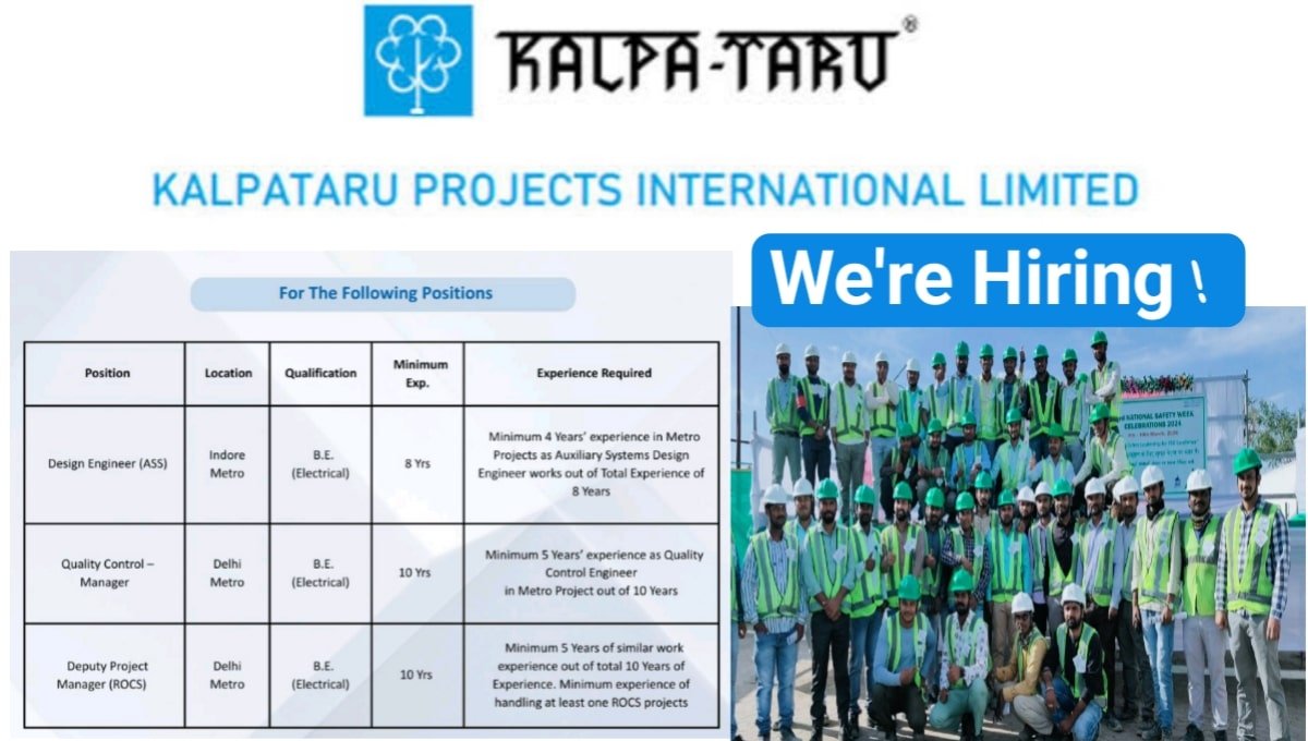 Kalpataru Projects Job Vacancy for Metro Project
