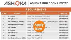 Ashoka Buildcon Ltd Job Opening 2025