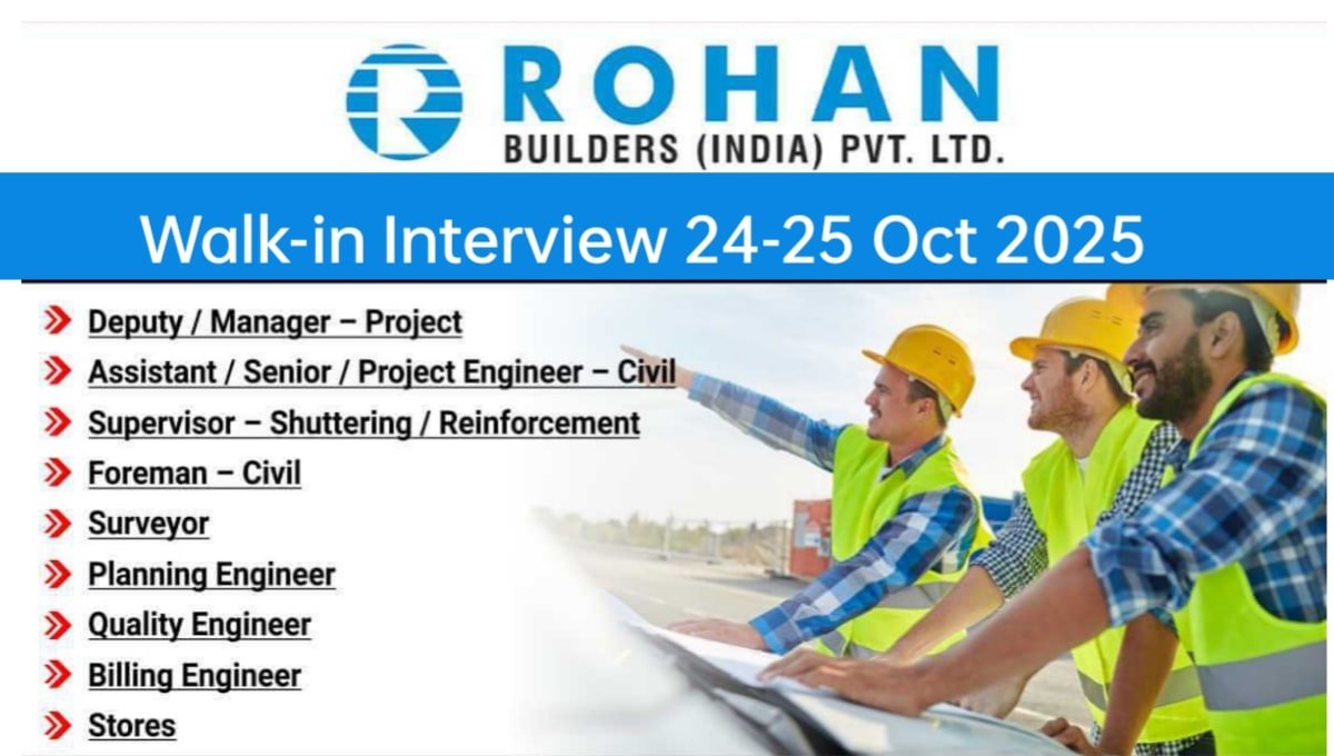 Rohan Builders Walk In Interview 2025