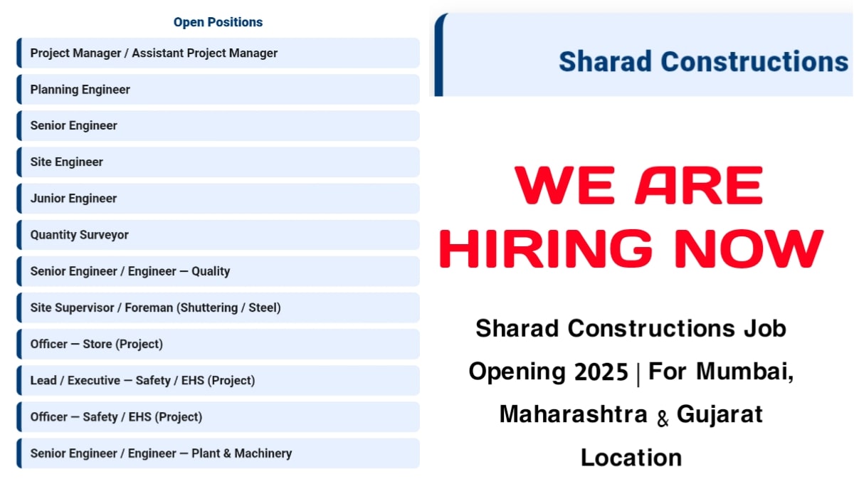 Sharad Constructions Job Opening 2025