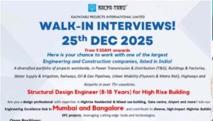 Kalpataru Projects Walk-In Interview 25 Dec 2025