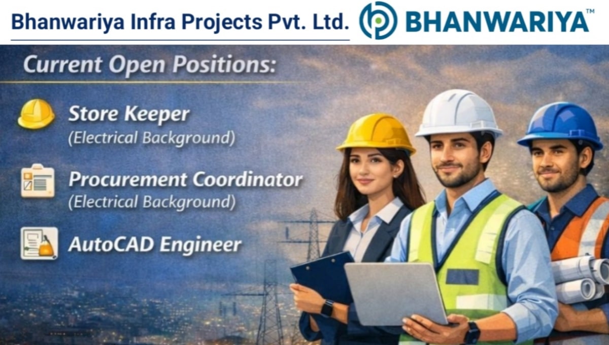 We Are Hiring at Bhanwariya Infra Projects Pvt Ltd