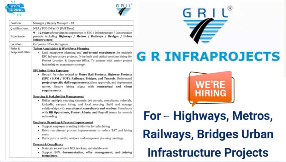 GR Infraprojects Ltd Hiring