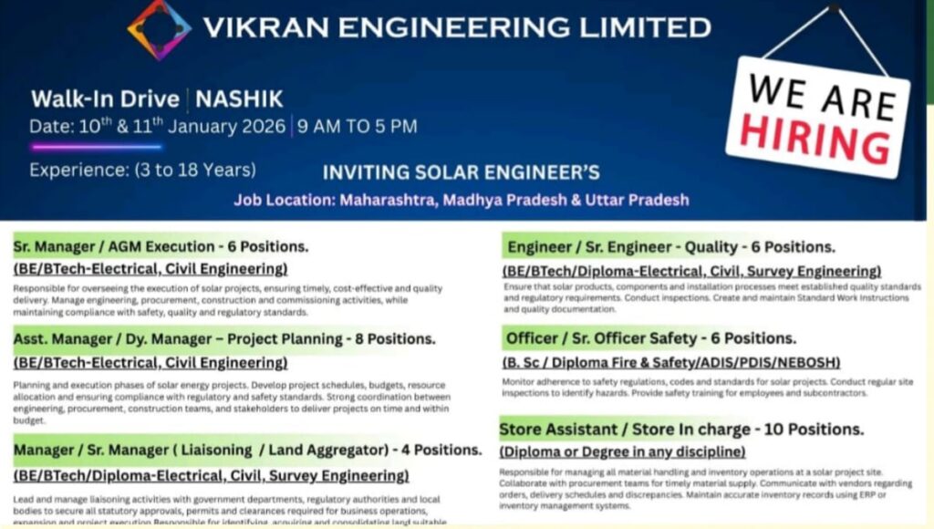 Vikran Engineering Limited Walk-In Drive 2026